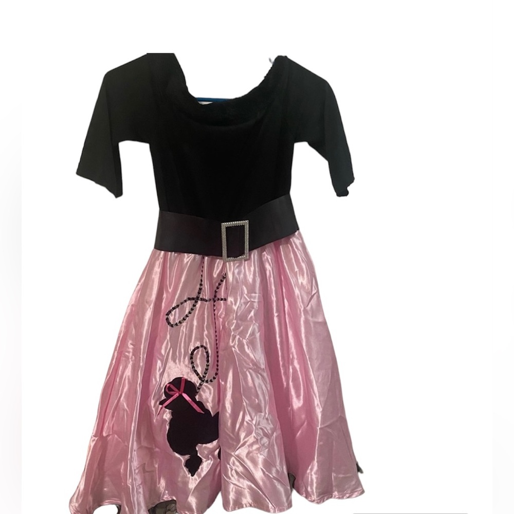 Miss Sock Hop 50s Pink Black Dress Belt Child Costume Halloween Girl* - Picture 3 of 13